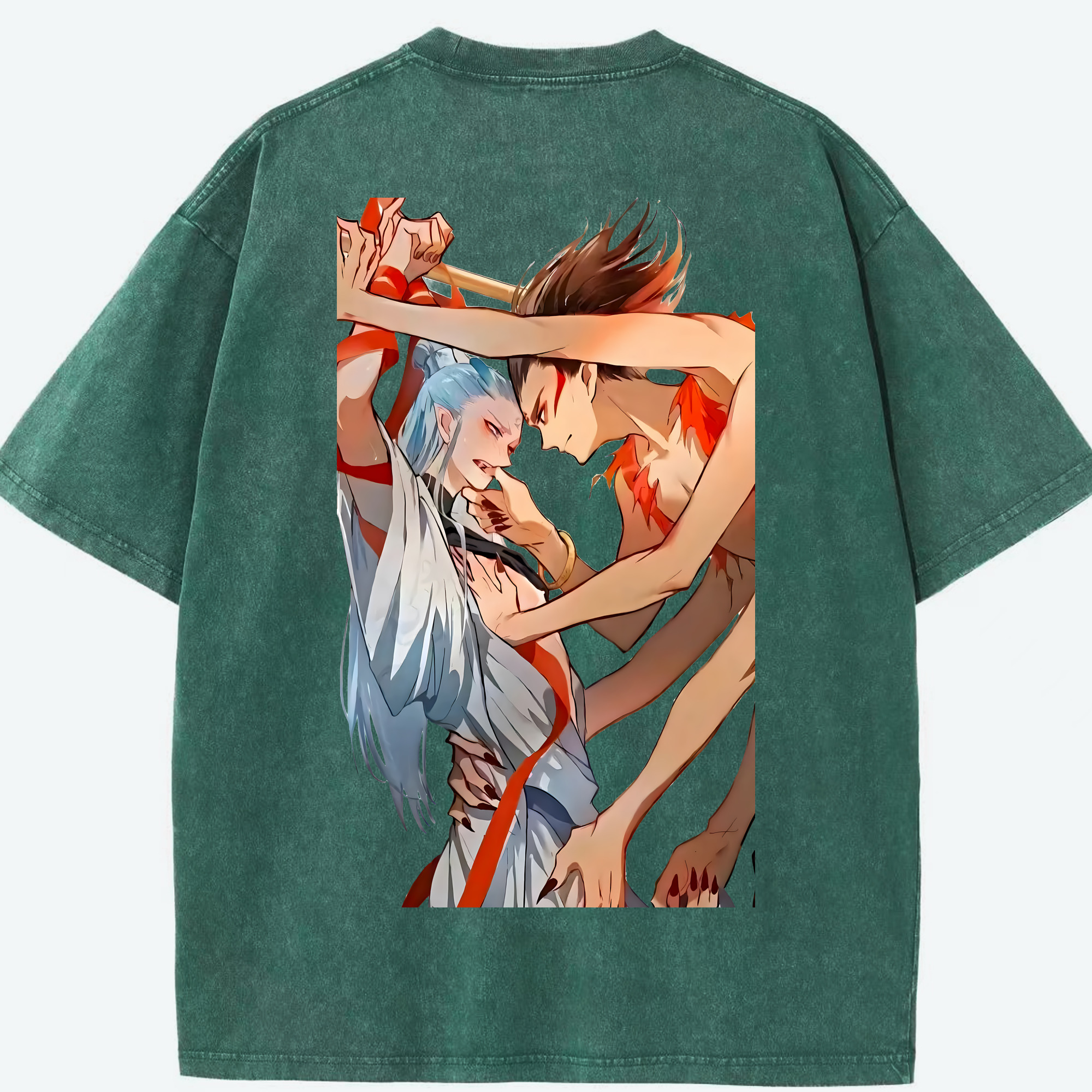 （画像用） Ne Zha 2 ナタ 魔童の大暴れ 綿100% ヴィンテージ風 半袖Tシャツ（背面プリント）